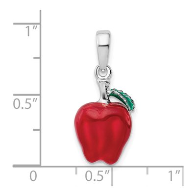 Sterling Silver Enameled 3D Apple Pendant – view 4