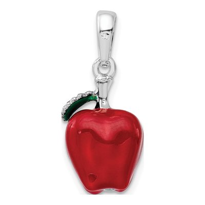 Sterling Silver Enameled 3D Apple Pendant – view 5