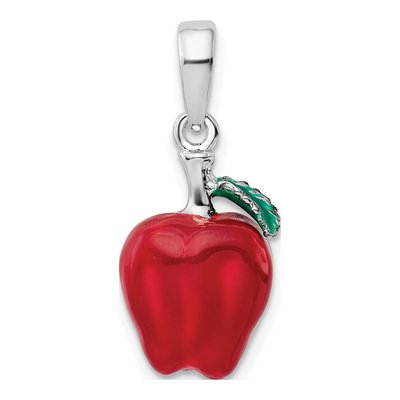 Sterling Silver Enameled 3D Apple Pendant