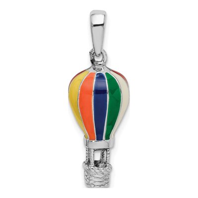 Sterling Silver 3D Enamel Hot Air Balloon Pendant