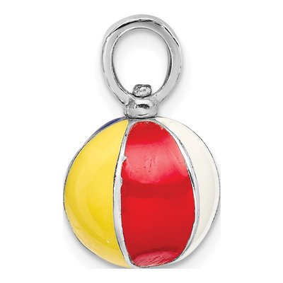 Sterling Silver 3D Enamel Beach Ball Pendant – view 3