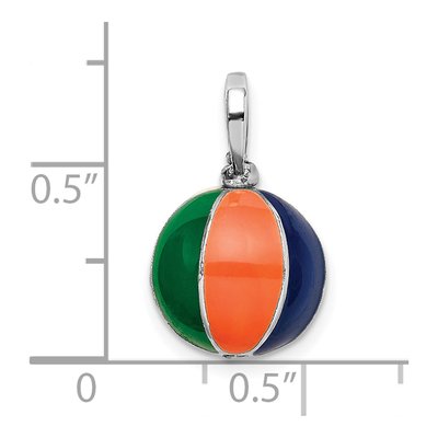 Sterling Silver 3D Enamel Beach Ball Pendant – view 4