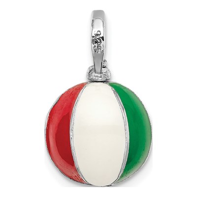 Sterling Silver 3D Enamel Beach Ball Pendant – view 5