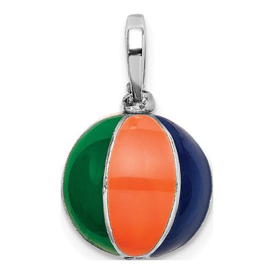 Sterling Silver 3D Enamel Beach Ball Pendant