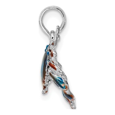 Sterling Silver Blue Enamel Crab Pendant – view 3