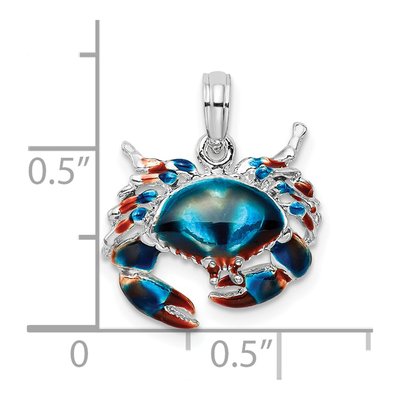 Sterling Silver Blue Enamel Crab Pendant – view 4