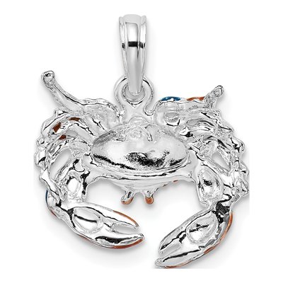 Sterling Silver Blue Enamel Crab Pendant – view 5