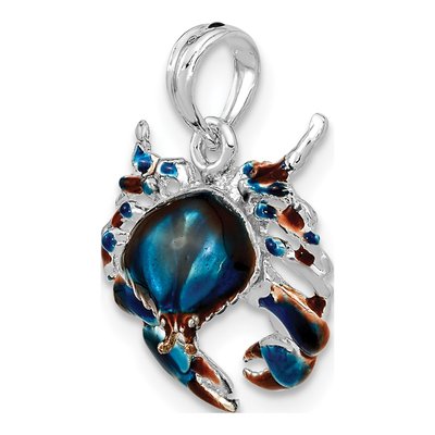 Sterling Silver Blue Enamel Crab Pendant – view 6