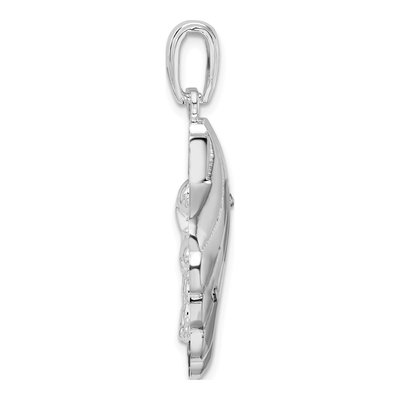 Sterling Silver Blue Enamel Shell Dolphins Pendant – view 3