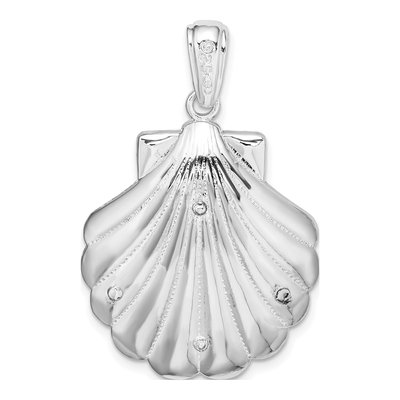Sterling Silver Blue Enamel Shell Dolphins Pendant – view 5