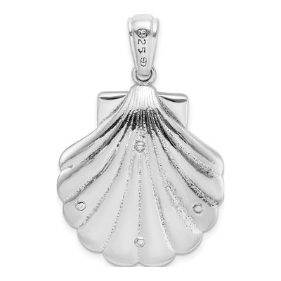 Sterling Silver Blue Enamel Shell Seahorse Pendant – view 5