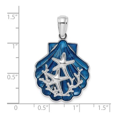 Sterling Silver Blue Enamel Shell Starfish Pendant – view 4