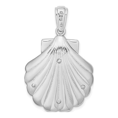 Sterling Silver Blue Enamel Shell Starfish Pendant – view 5