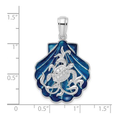 Sterling Silver Enameled Blue Shell Turtle Pendant – view 4