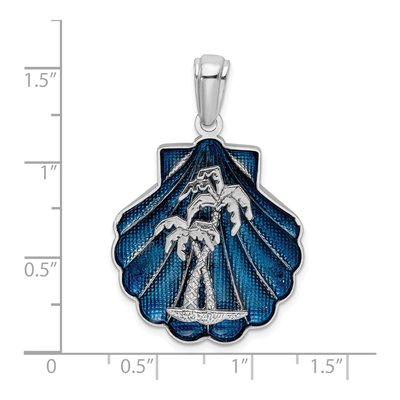 Sterling Silver Blue Shell Palm Tree Pendant – view 4