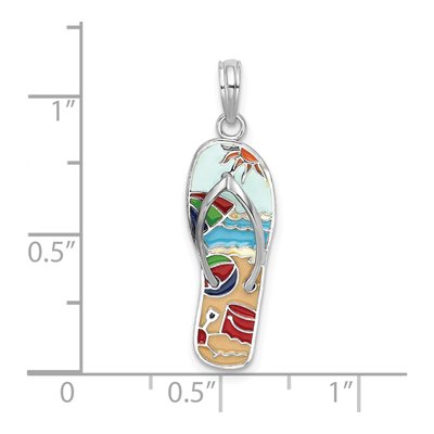 Sterling Silver Enamel Flip-Flop Beach Pendant – view 4