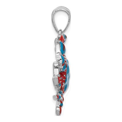 Sterling Silver Enameled Blue Crab Pendant – view 3