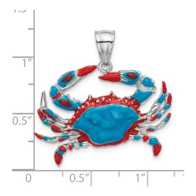 Sterling Silver Enameled Blue Crab Pendant – view 4