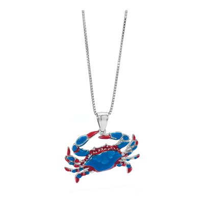 Sterling Silver Enameled Blue Crab Pendant – view 6