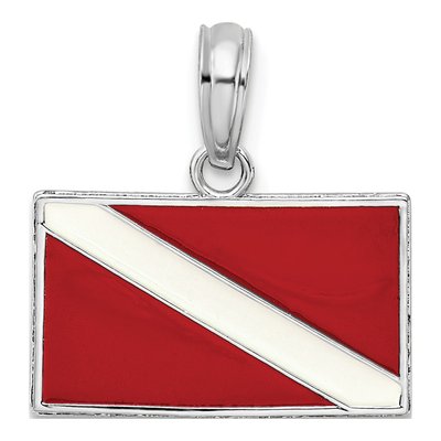 Sterling Silver Enameled Dive Flag Pendant