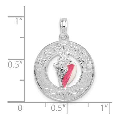 Sterling Silver Enameled Circle Shell Pendant – view 4