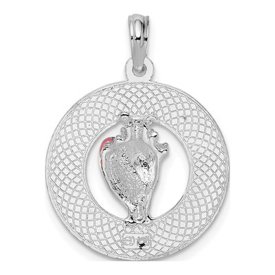 Sterling Silver Enameled Circle Shell Pendant – view 5