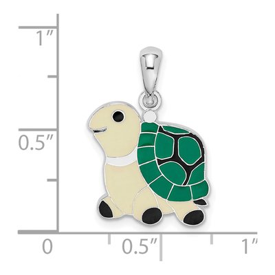 Sterling Silver Enameled Green Turtle Pendant – view 4