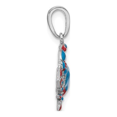 Sterling Silver Enameled Blue Crab Pendant – view 3
