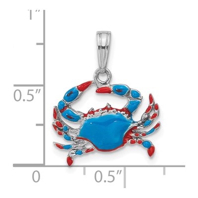 Sterling Silver Enameled Blue Crab Pendant – view 4