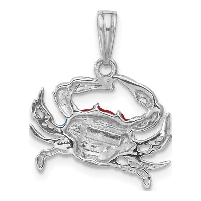 Sterling Silver Enameled Blue Crab Pendant – view 5