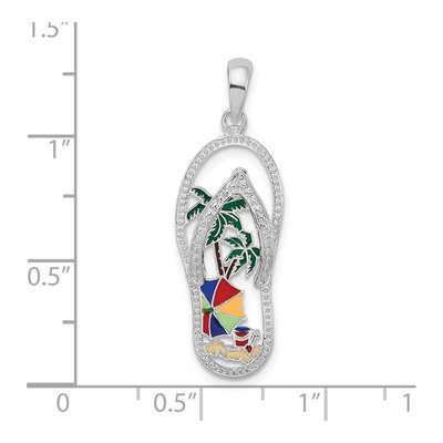 Sterling Silver Enamel Flip-Flop Beach Pendant – view 4