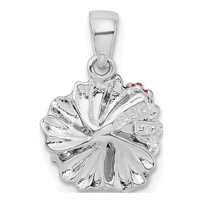 Sterling Silver Red Hibiscus Enamel Pendant – view 5