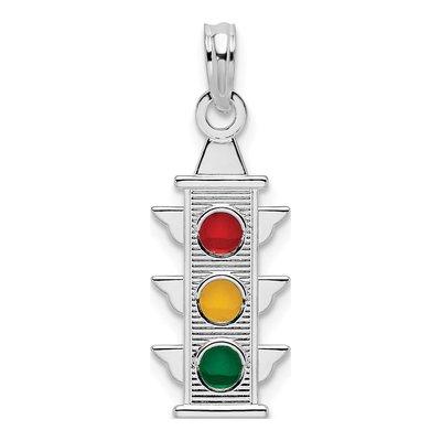 Sterling Silver Enameled Traffic Light Pendant