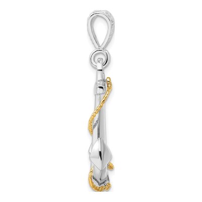 Sterling Silver & 14K Gold 3D Anchor Pendant – view 3