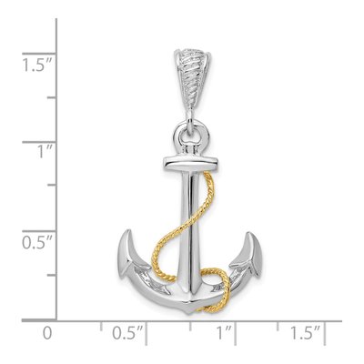 Sterling Silver & 14K Gold 3D Anchor Pendant – view 4