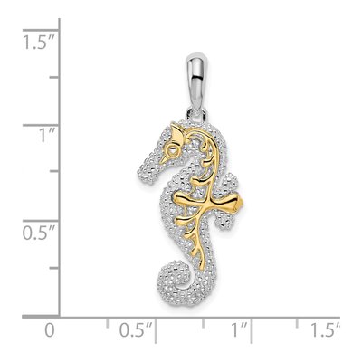Sterling Silver & 14K Gold 3D Seahorse Pendant – view 4