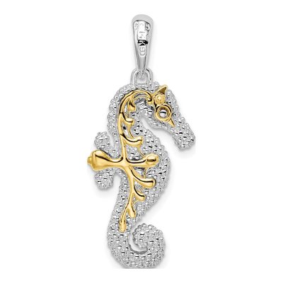 Sterling Silver & 14K Gold 3D Seahorse Pendant – view 5