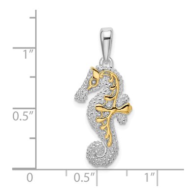 Sterling Silver & 14K Gold 3D Seahorse Pendant – view 4