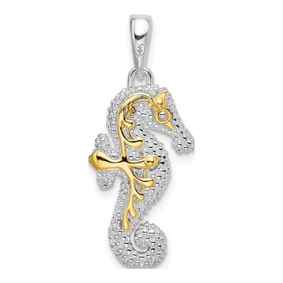Sterling Silver & 14K Gold 3D Seahorse Pendant – view 5