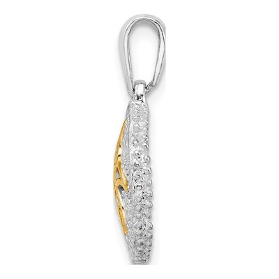 Sterling Silver & 14K Gold Large Sand Dollar Starfish Pendant – view 3
