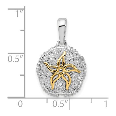 Sterling Silver & 14K Gold Large Sand Dollar Starfish Pendant – view 4