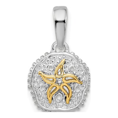 Sterling Silver & 14K Gold Sand Dollar Starfish Pendant