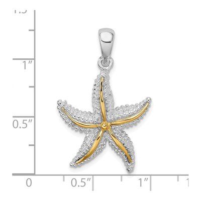 Sterling Silver & 14K Gold Starfish Pendant – view 4