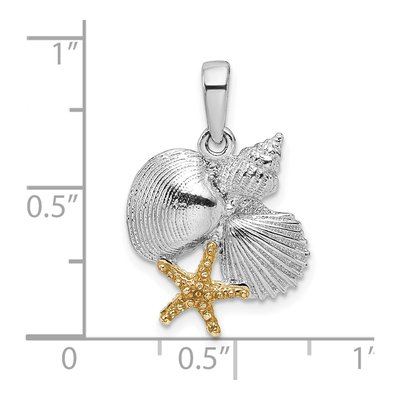 Sterling Silver & 14K Gold Shells Starfish Pendant – view 4