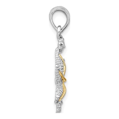 Sterling Silver & 14K Gold Seahorse Starfish Pendant – view 3