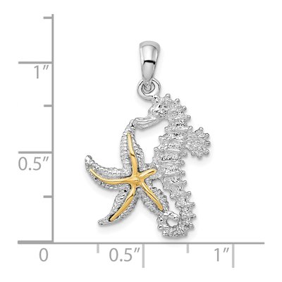 Sterling Silver & 14K Gold Seahorse Starfish Pendant – view 4