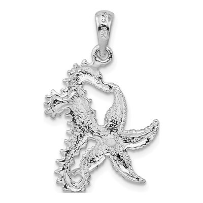 Sterling Silver & 14K Gold Seahorse Starfish Pendant – view 5