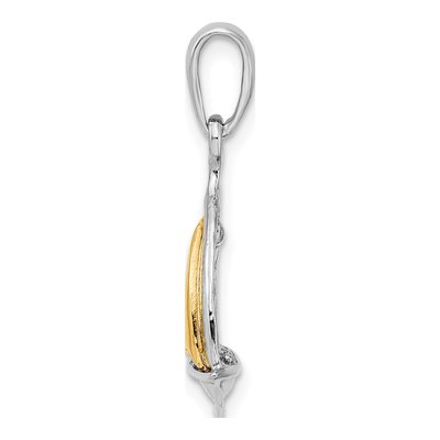 Sterling Silver & 14K Gold 3D Sailboat Sail Pendant – view 3