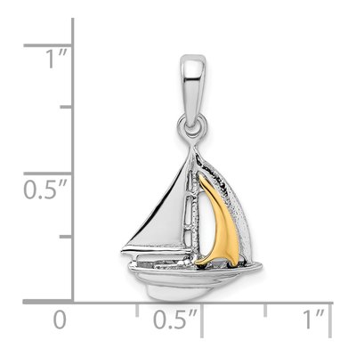 Sterling Silver & 14K Gold 3D Sailboat Sail Pendant – view 4