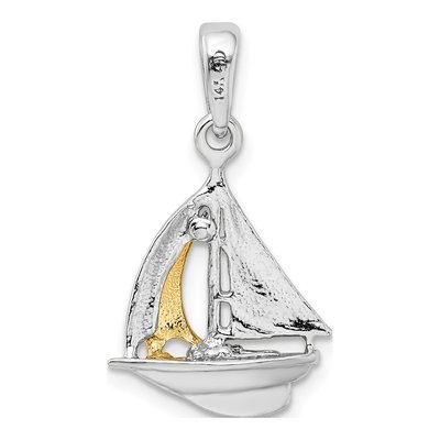 Sterling Silver & 14K Gold 3D Sailboat Sail Pendant – view 5